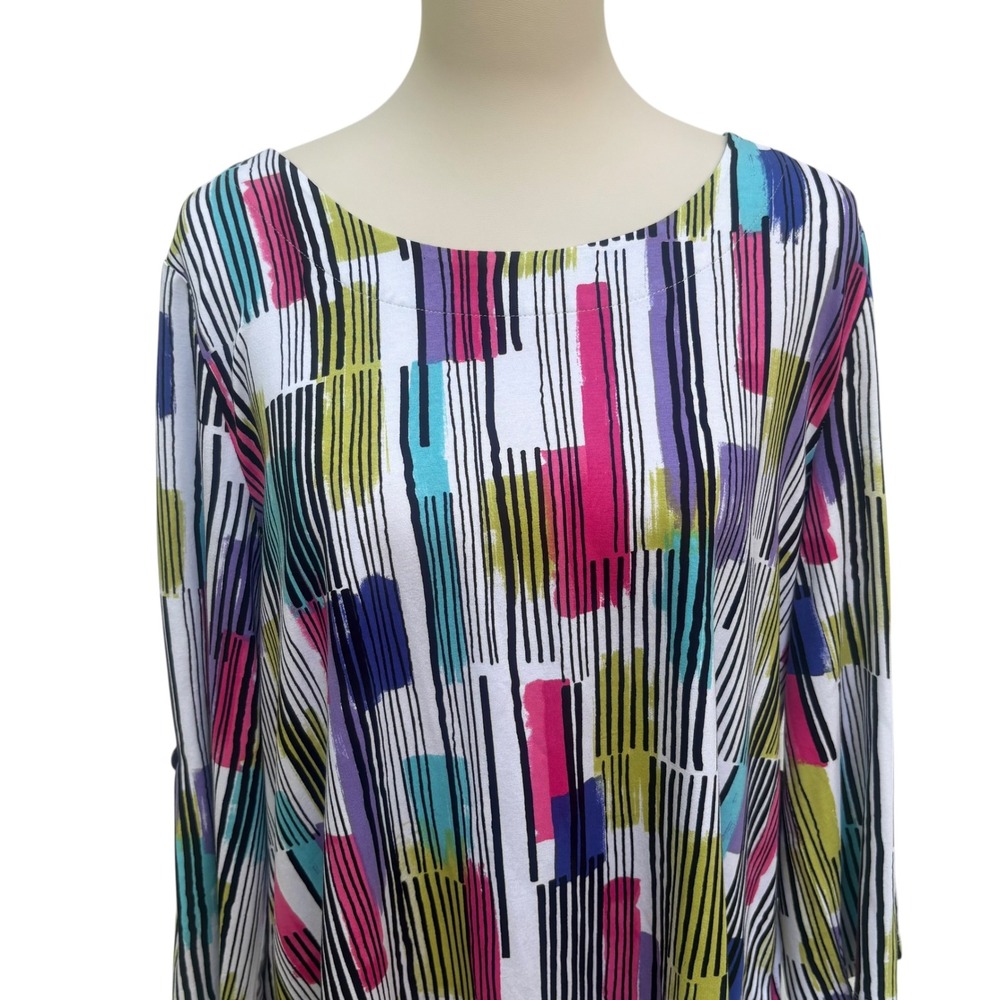 Habitat Swing Tee Size L Multi-Color Abstract Geometric 3/4 Sleeve NWT Artistic - Picture 2 of 10